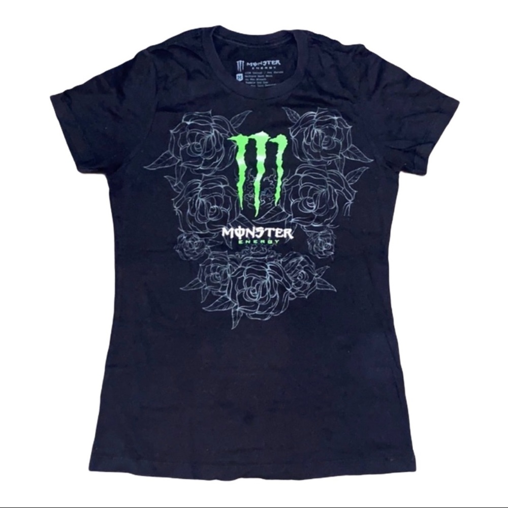 Rose Printed Monster Energy T-shirt